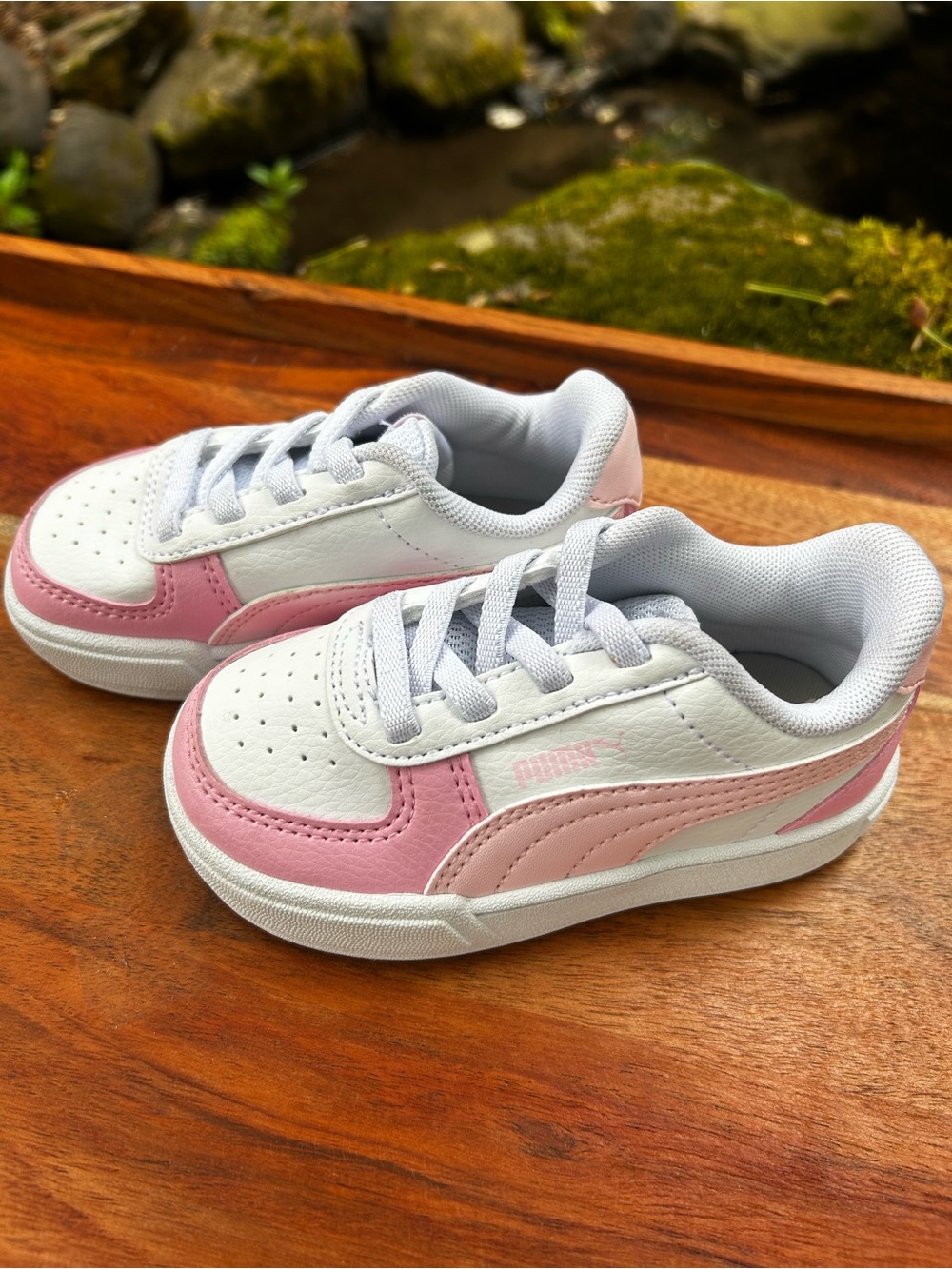 PUMA - Kids White and Pink Casual Sneakers